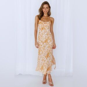 GET YOUR GROOVE ON MIDI DRESS ORANGE